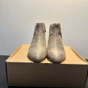 NIB. J.Crew Factory Faux Suede Grey Women's Ankle Boots, 8.5M